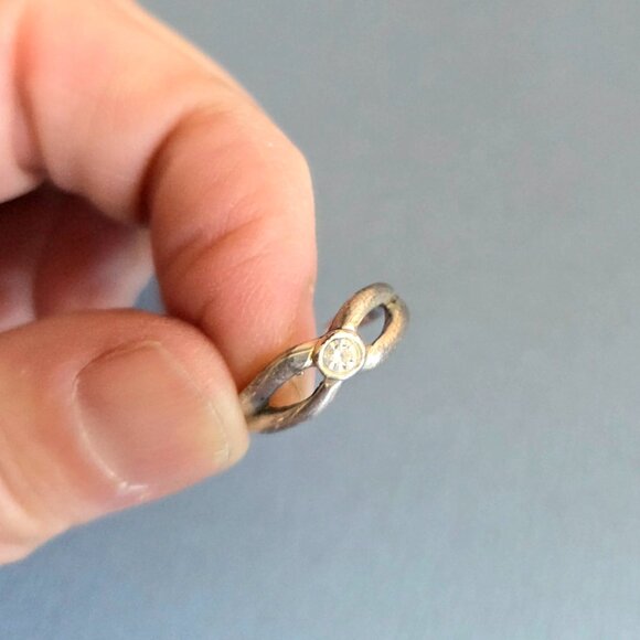 Sterling silver 925 adjustable toe/pinky ring with cubic zirconia. - Picture 3 of 7